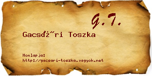 Gacsári Toszka névjegykártya